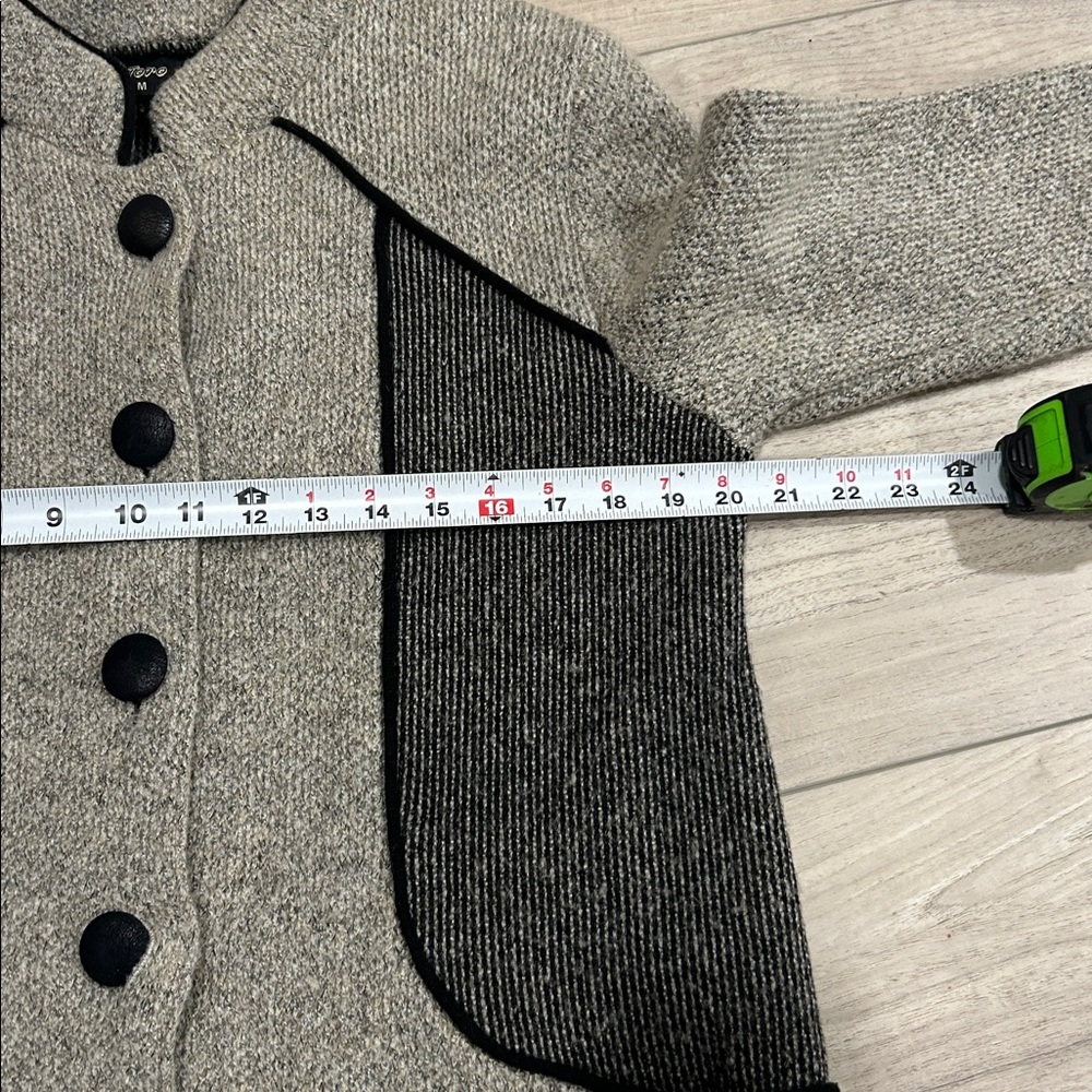 Vintage Toro Boiled Wool Blend A-Line Car Coat Grey Black Trim Size M - Picture 9 of 12